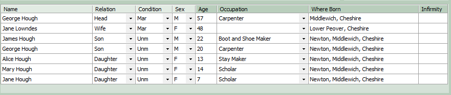 Ancestral Sources Main Screen: Census Records